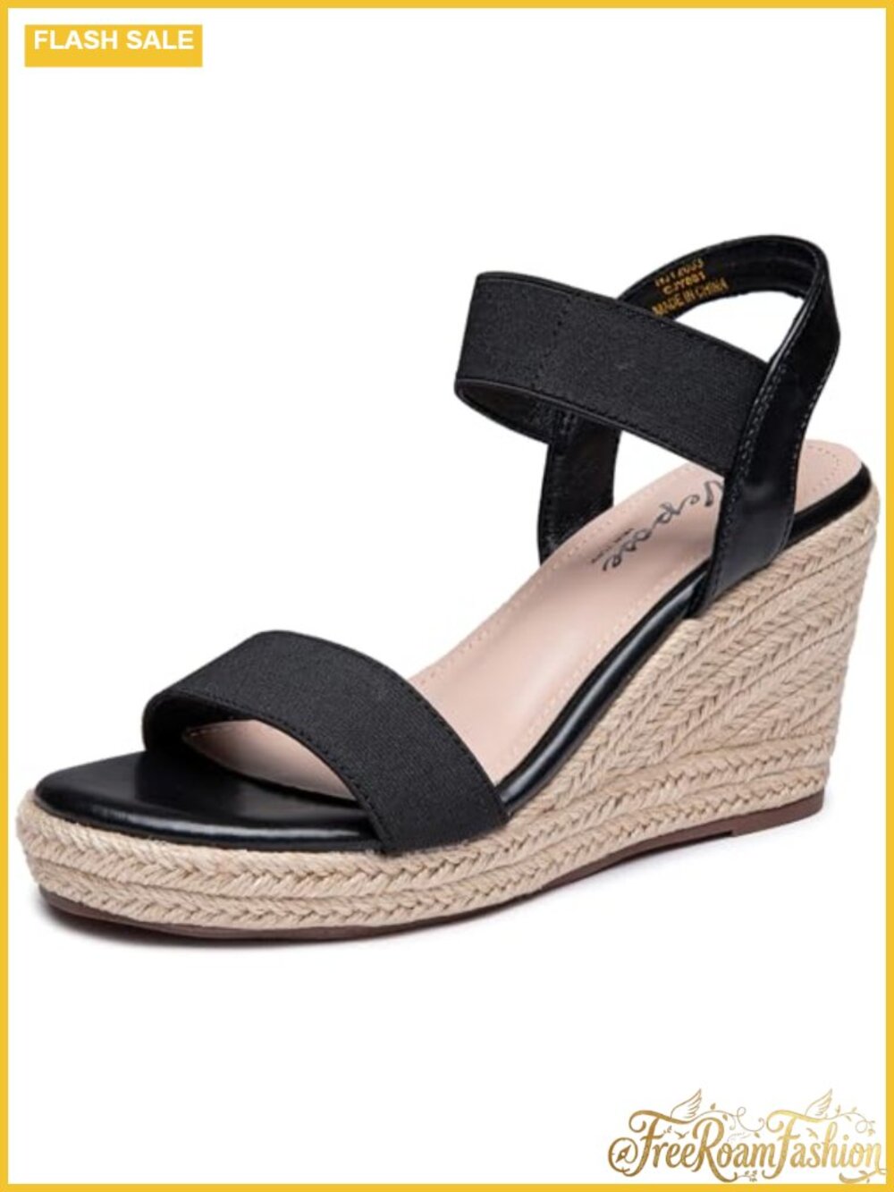 Womens Open Toe Espadrille Wedge Sandals Ankle Strap Comfortable